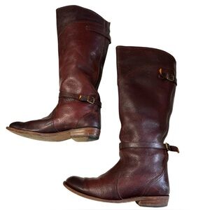 Frye Durado Lug Riding Boot Sz 9 Brown Aged Leather Tall Equestrian Woman’s